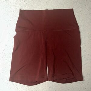Yogalicious High-Waisted Maroon Bike Shorts